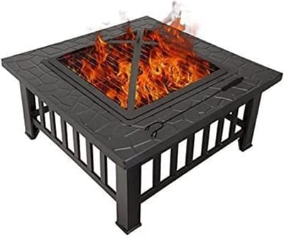 Grote Vierkante Vuurkorf Tuin en Terras met BBQ Rooster en Afdekhoes