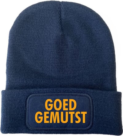 Goed gemutst wintermuts navy | fluor oranje - soBAD. | Wintersport | Schaatsen | Après ski outfit Warme Muts voor Volwassenen | Heren en Dames Beanie | Schaatsen | Wintermuts