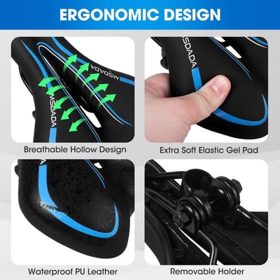OmGoods - Dailygoody - Fietszadel - Comfortabel Gel Fietszadel - Waterdicht - Zacht Fietszadel - Geschikt voor Racefiets en Mountainbike - 27,5 x 16 x 9,3 cm
