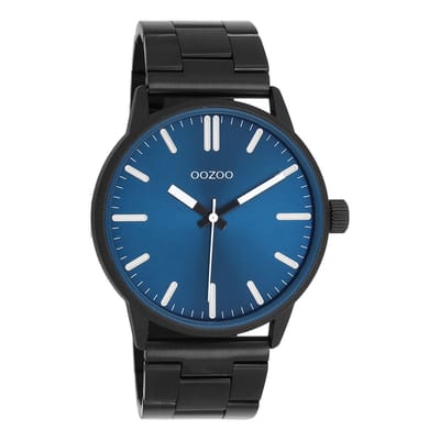 OOZOO Timepieces - Zwarte horloge met zwarte roestvrijstalen armband - C11403
