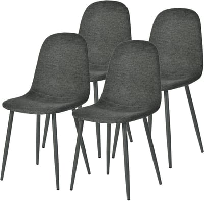 Eetkamerstoel - Set Van 4 Gestoffeerd Scandinavisch - Gemengd Grijs