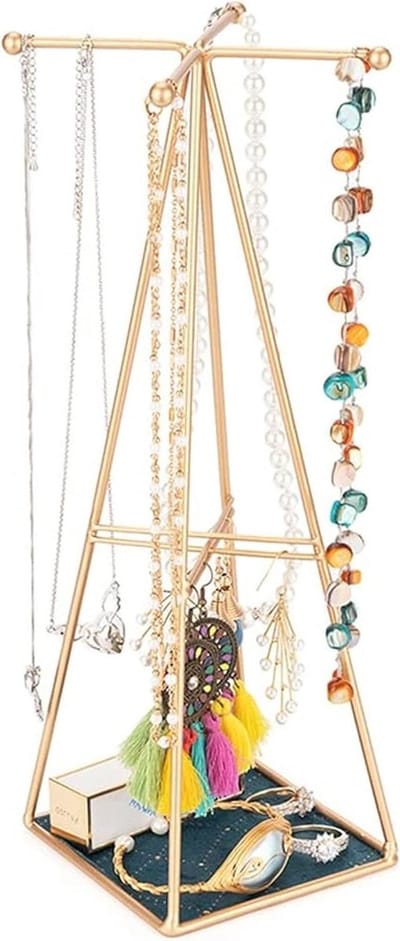 Sieraden Display - Organizer Stand - Sieraden Tonen - Unieke Piramide Vorm - 30 cm Hoog - Goud