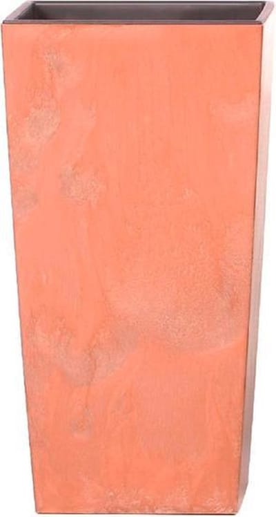 Hoge bloempot 11,4 l ProsPlust Urbi Square Plastic Effect met Terracotta Storting
