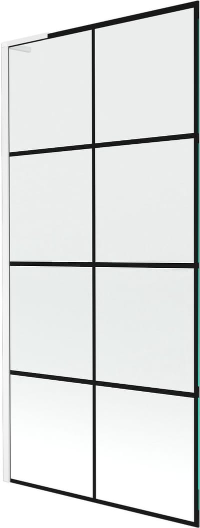 Mexen Next L badwand 1-delig 90 x 150 , zwart rooster, wit - 895-090-000-03-77-20