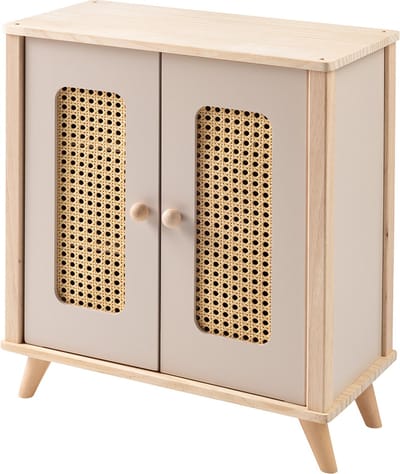 howa Houten Speelgoed Kledingkast "miniflowers" Rotan look inclusief 3 Kleerhangers 2660