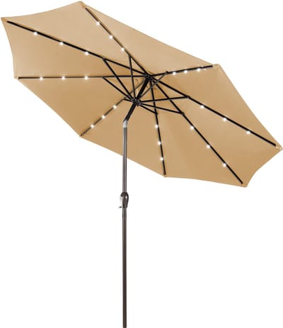 KOMFOTTEU Parasol 300cm - met led en zwengel - knikbaar - tuinparasol - stokparasol - strandparasol - voor tuin, strand, balkon