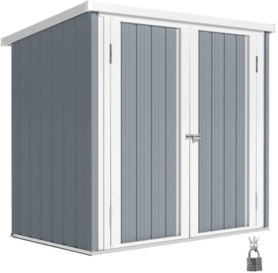 Metalen Tuinhuisje 1,09m² – Waterdichte Tuinberging met 2 Deuren & Slot – Compacte Gereedschapsopslag Buiten – 147x86x134 cm