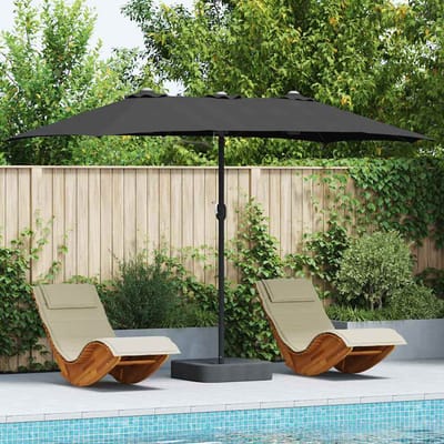 vidaXL - Tuinparasol - Zwart - 385 - x - 209 - x - 244 - cm - Polyester - en - Staal
