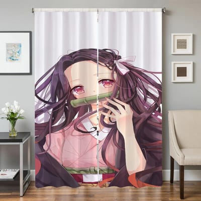 Raam Keukengordijnen voor Woonkamer 2 Stuks Verduisterende Gordijnen Deurgordijn D-demon S-slayer Slaapkamerdecoratie Scheidingswand W50xH70cmx2pcs-CL gray