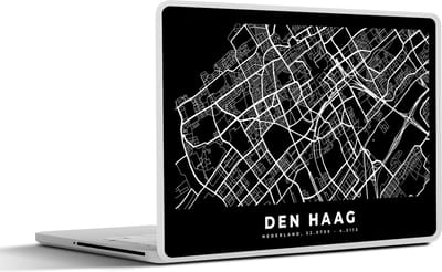 Laptop sticker - 17.3 inch - Kaart - Den Haag - Zwart - 40x30cm - Laptopstickers - Laptop skin - Cover