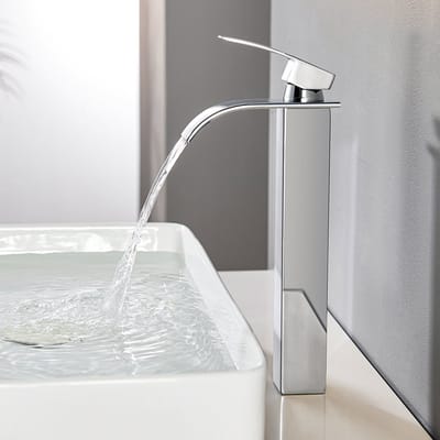 CECIPA Max Wastafelkraan - Hoge Badkamerkraan - Watervalkraan - Badkamer Kraan - RVS Mengkraan - Warm en Koud - Chroom