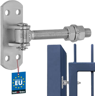 KOTARBAU® Verstelbare Poortscharnieren, Verzinkt Staal, M16 x 130mm, Zilver, Verstelbaar Poortbeslag, Scharnieren voor Poorten, Met Montageplaat, Tuinpoort Scharnier