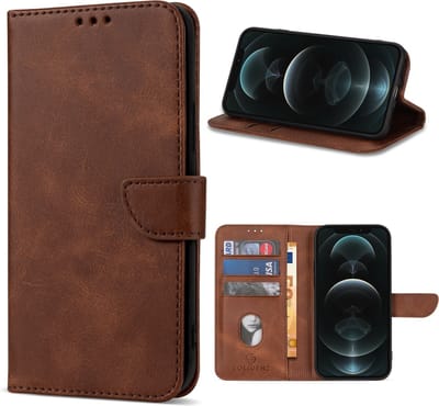 Geschikt Voor iPhone 14 Plus Hoesje - Solidenz Bookcase 14 Plus - Telefoonhoesje 14 Plus - 14 Plus Case Met Pasjeshouder - Cover Hoes - Bruin