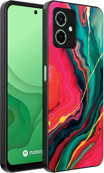 Smartphonica Telefoonhoesje Geschikt voor Motorola Moto G54 met Rood Groen Marmer Opdruk - TPU Backcover Case Red Green Marble Design geschikt voor Motorola Moto G54
