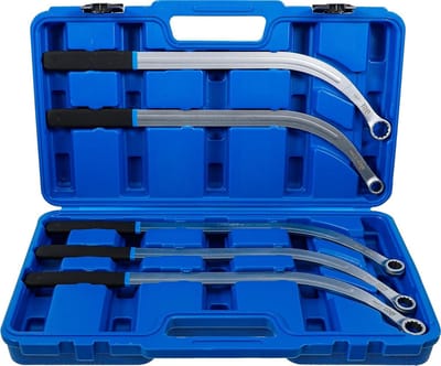 Spanrolsleutelset - Twaalfkant Sleutel - Motoronderhoud - 45° Gebogen Punten - 13-19 mm - Zilver/Zwart/Blauw