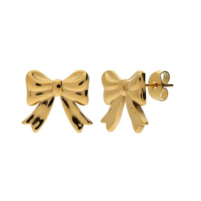 Lucardi Dames Stainless steel goldplated oorknoppen strik - Oorbellen - Staal - Goudkleurig