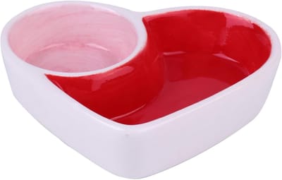 Voerbak Huisdieren - Dubbele Kom - Voeren en Water Geven - Keramisch Materiaal - 9.5 x 8 cm - Wit