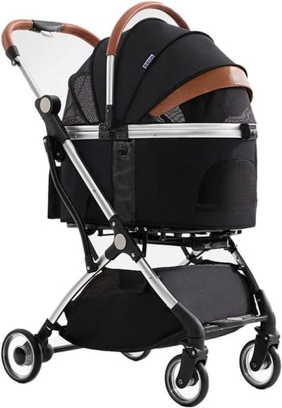 Huisdieren Wandelwagen - Draagbare Buggy - Comfortabel Reizen - Afneembaar Ontwerp - 60x32x50cm Kooi - Zwart
