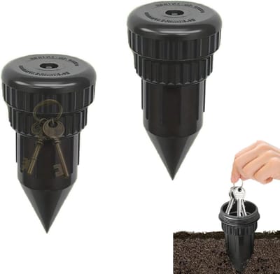 2 stuks - Discrete Sleutelhouder Tuin - Zwart - Weerbestendig - Sleutelkluis - Grondpaal - Reserve-sleutel Verbergen - Tuindecoratie - Veiligheid - Onzichtbaar - Key Hider