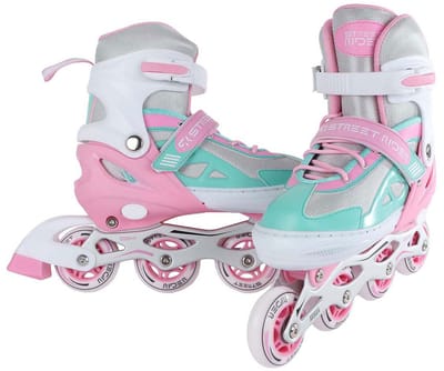 Street Rider Inline Skeelers Roze/Groen Verstelbaar, Maat 33-36