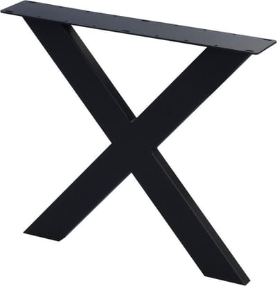 Stalen X tafelpoot 75 bij 4 cm en hoogte 72 cm zwart (4 x 10 cm) - Set van 2 stuks