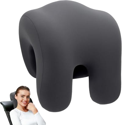 SnelShoppen - Ergonomisch Hoofdkussen voor Bureau Stoel - 30 x 18 x 24 cm - Geheugen Foam Neksteun - Ademend Grijs Kussen voor Kantoor, Reizen of Thui
