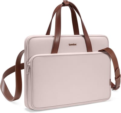 tomtoc Laptophoes Laptoptas Schoudertas voor 14-inch MacBook Pro, 13-inch MacBook Air/Pro, Microsoft Surface Pro/Laptop, Water-Resistant Laptop Shoulder Bag, Roze