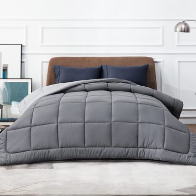 Unyqoos ® Omkeerbaar Grijs Dekbed voor het Hele Jaar met 4 Seizoenen Comfort, 240 x 220 cm, Zacht en Warm Design