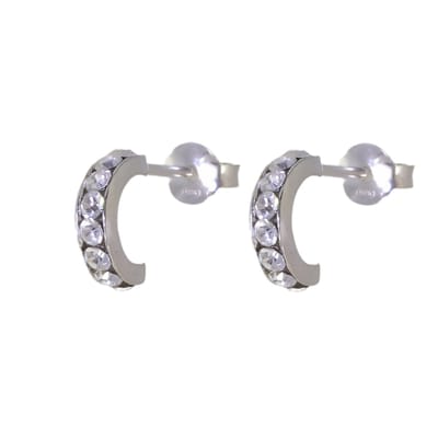 Behave – Oorbellen – 925 Sterling Zilveren Kleine Oorring met Transparante Kristal steentjes
