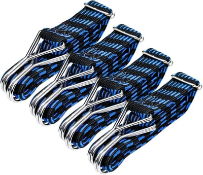Elastische Touwen Set - Spanbanden Haken - Vastzetten Bagage - Verstelbare Lengte - 4 Meter Stuks - Zwart Blauw