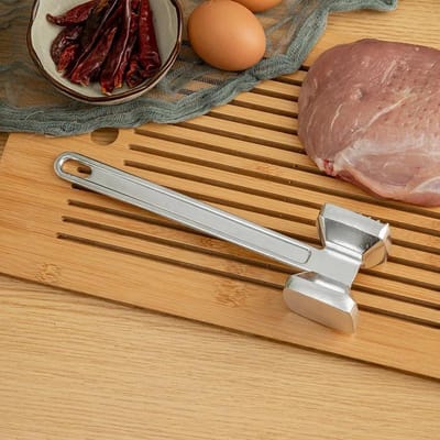 Attendrisseur de viande marteau spécial pour steak Marteau à viande à carreaux double face Marteau à viande lâche Marteau à pilonner la viande robuste brown