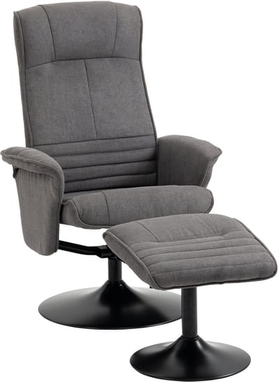HOMCOM-Relaxsessel mit Fußhocker-Polyester, Stahl-69L x 71B x 104H cm-Dunkelgrau