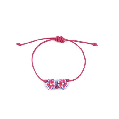 Luna-Leena duurzame kinderarmband bloemen - paars - L15cm stretch - handgemaakt in Nepal - flower beads- kids bracelet - accessoires - feest - cadeau - kinderfeestje - verjaardag - armband - sieraad - summer