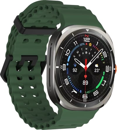 Stravo Ocean siliconen bandje - Geschikt voor de Samsung Galaxy Watch Ultra 2 (2026) / Ultra (2024/2025) - Zacht siliconen horlogebandje voor Samsung Galaxy Watch Ultra 47mm - Groen