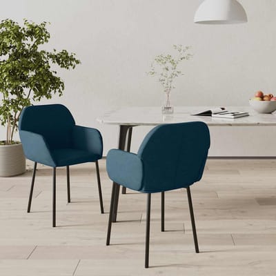 vidaXL - Eetkamerstoelen - 2 - st - fluweel - blauw