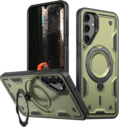 Hoesje Geschikt voor Samsung Galaxy A17 - Groen Ring Stand Backcover geschikt voor MagSafe