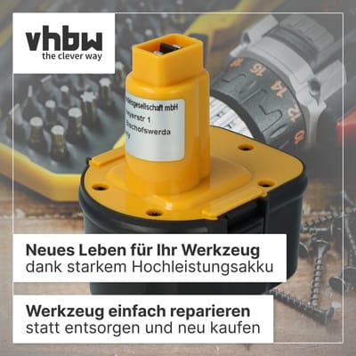 vhbw-accu compatibel met Black & Decker CD12, CD120GK2, AST12, CD1202K, AST12XC, CD120GK, AST2, AST2XC, CD1202GK gereedschap (2000 mAh, NiMH, 12 V)