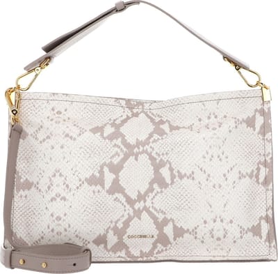 COCCINELLE Leren Handtas Schoudertas Snip Deleva Snake Handbag Double Grainy Leather Powd. Pi / Powd. Pi Crème
