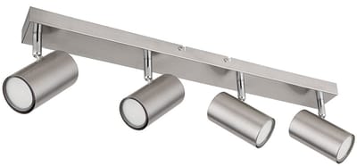 Plafondspot 4 vlammen zilver Plafondlamp 4 vlammen GU10 woonkamer Modern, draaibaar, metaal, 4x GU10, LxBxH 56x6x12 cm
