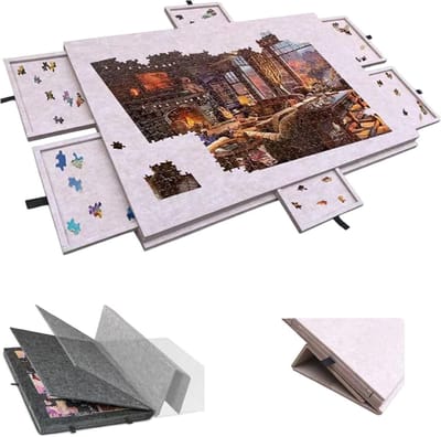 Legpuzzel Tafel - Puzzelbord met Lade - Puzzels Maken - Verstelbare Hoeken - 90 x 63 cm - Lichtbeige