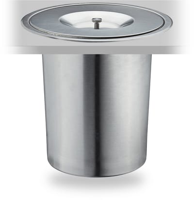 afvalbakje aanrecht - 8 l - rvs - inbouw prullenbak - met deksel - 25 x 27 cm - zilver