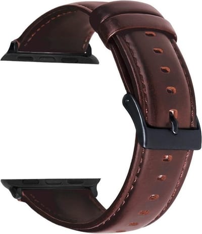 By Qubix - Geschikt voor Apple Watch bandje - Luxe Echt Lederen bandje - Bordeaux bruin - Geschikt voor Apple Watch 38mm / 40mm / 41mm / 42mm - leren smartwatchbandje - Horlogebandje