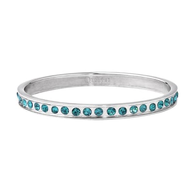 Quiges Stapelring Dames - Vulring Turquoise Zirkonia - RVS Zilverkleurig - Maat 19 - Hoogte 2mm