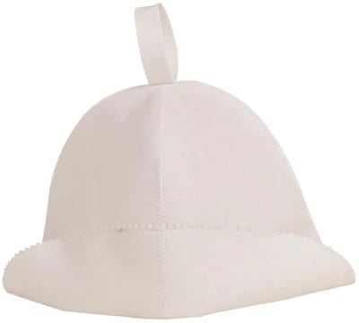 PolkaHome® Saunahoed, Sauna Muts – Sauna Hoed van Wolvilt | Premium Sauna Accessoires Vilten saunakap, vilten muts, vilten hoed, muts voor sauna (Wit)