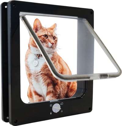IVOL Kattenluik met Tunnel 25 x 29 x 5,5 cm - Zwart - 4 vergrendelingsstanden