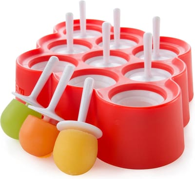 Ijslolly Vormen - Ijsvormpjes - Herbruikbare IJs Lolly Vormen - IJs Maken zonder Gemors - Siliconen Ijslollyvorm voor 9 Mini Ijslolly's – Veilig voor Baby's, Kinderen en Volwassenen - 25×17.6×4.9cm