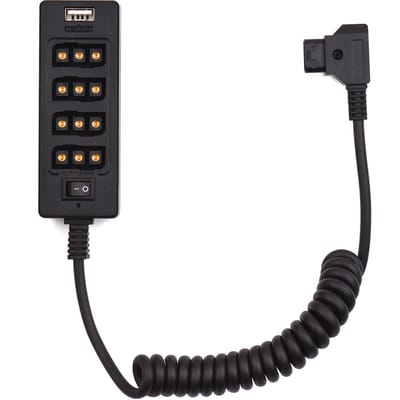 Andoer D-Tap B Type Socket D-tap Male naar 8 Port D-tap Female Spliter Stroomkabel Connector met USB WY-4D-TAP black
