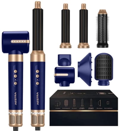 7 in 1 Hairwrap Pro - 110.000RPM - Aestra - Föhn met Diffuser - Krultang - Föhnborstel - Airstyler - 1400W - Krulborstel - Haarborstel - Navy