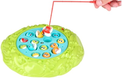 Eddy Toys Fishing Game B/O - Elektrisch Visspel - Draaiend Spelbord - Bevordert Fijne Motoriek - Inclusief Hengels - Ø22,5 cm - Meerkleurig - Geschikt Voor 1 Tot 4 Spelers