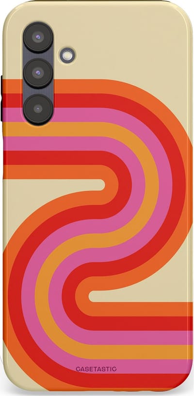 Casetastic hoesje geschikt voor Samsung Galaxy A25 - Dubbellaagse bescherming - Retro wave - Fashion Case - Zand Rood Oranje Roze